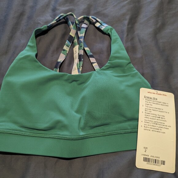 BNWT! Lululemon Energy Bra *Medium Support, B/C Cup Size 4 Jungle Green 7 Wonder - Picture 8 of 10